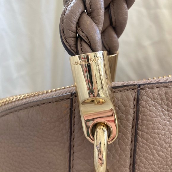 Michael Kors‎ Naomi Taupe Leather Satchel with Braided Handle - Picture 5 of 8